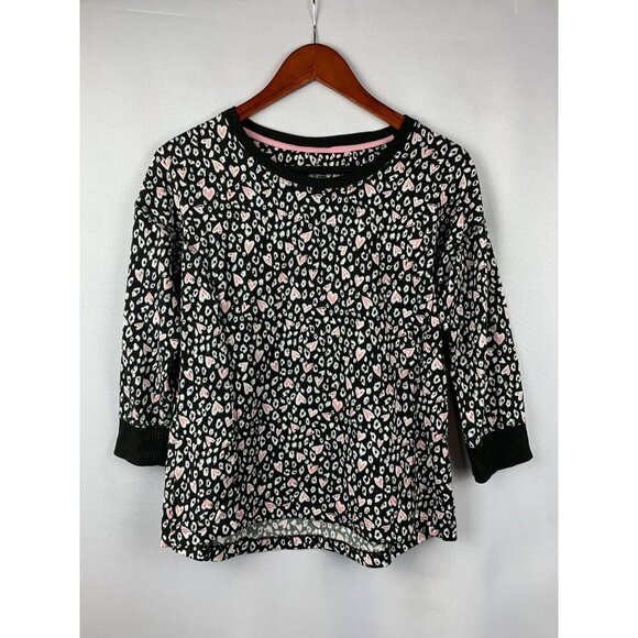 Cuddl Duds Womens Pajama Set S Black & Pink Heart Pattern - Picture 2 of 9